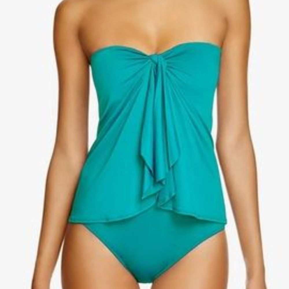 🆕️Vince Camuto Draped Bandini Top  & matching Shirred Bikini Bottom Sz S…